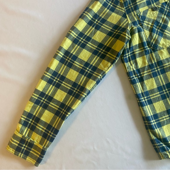 Stio Miter Lightweight Flannel Shirt Mens Large Lightning Bug Plaid Yellow Blue - Picture 8 of 14